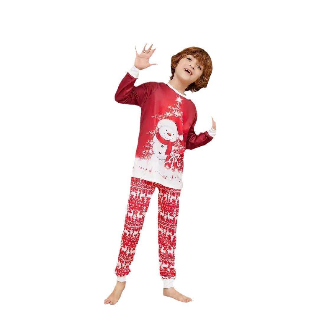 Christmas Family Matching Pajamas | Snowman Print Cotton - Like Fabric | Parent - Child Sleepwear Set - Coscosmos