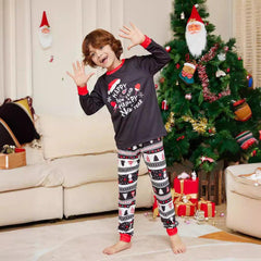 Christmas Family Matching Pajamas with Cartoon Hat & Letter Design | Long - Sleeve Loungewear for Families & Pets - Coscosmos