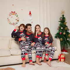 Christmas Family Matching Pajamas with Cartoon Hat & Letter Design | Long - Sleeve Loungewear for Families & Pets - Coscosmos