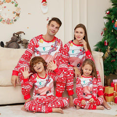 Christmas Family Matching Reindeer Print Pajama Set | Two - Piece Long Sleeve Round Neck Loungewear - Coscosmos