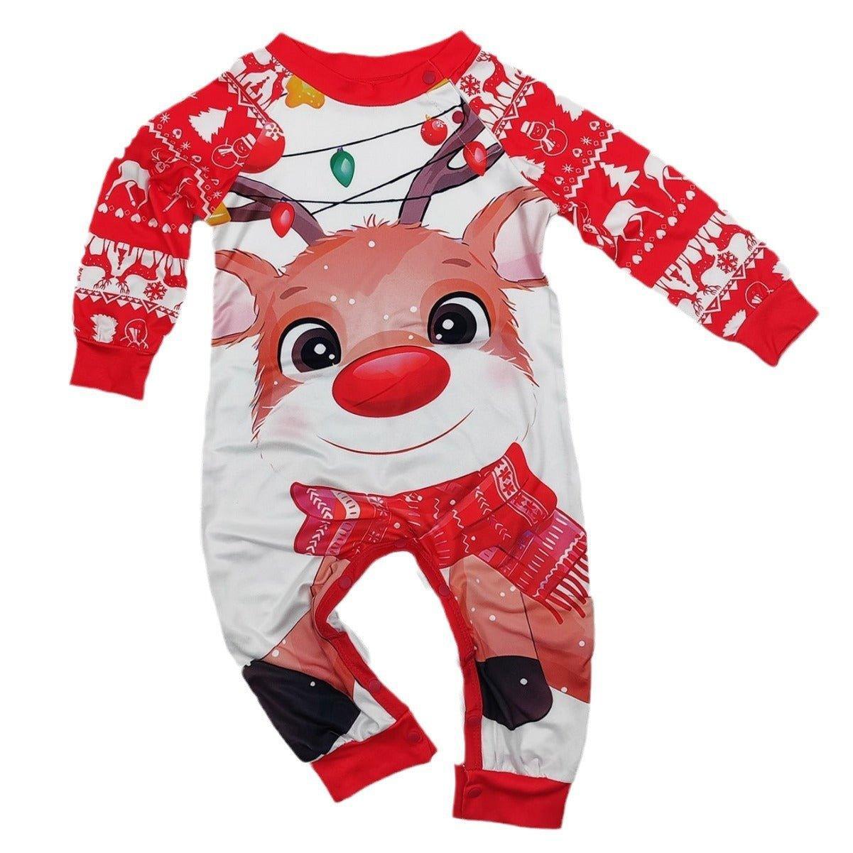 Christmas Family Matching Reindeer Print Pajama Set | Two - Piece Long Sleeve Round Neck Loungewear - Coscosmos