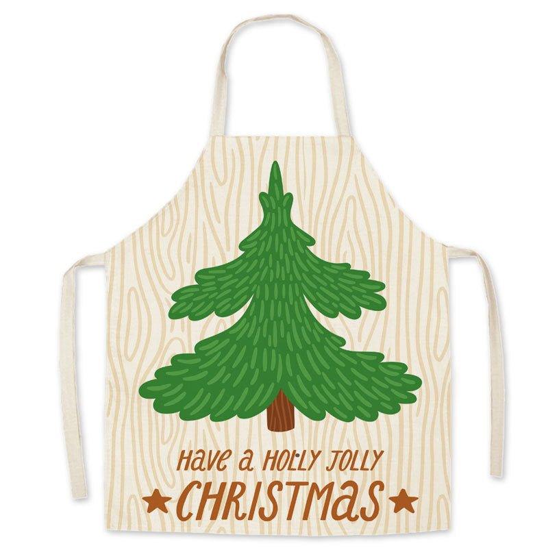 Christmas imitation hemp apron, printed Christmas gloves, festive adults and children's personal smock waist - Coscosmos