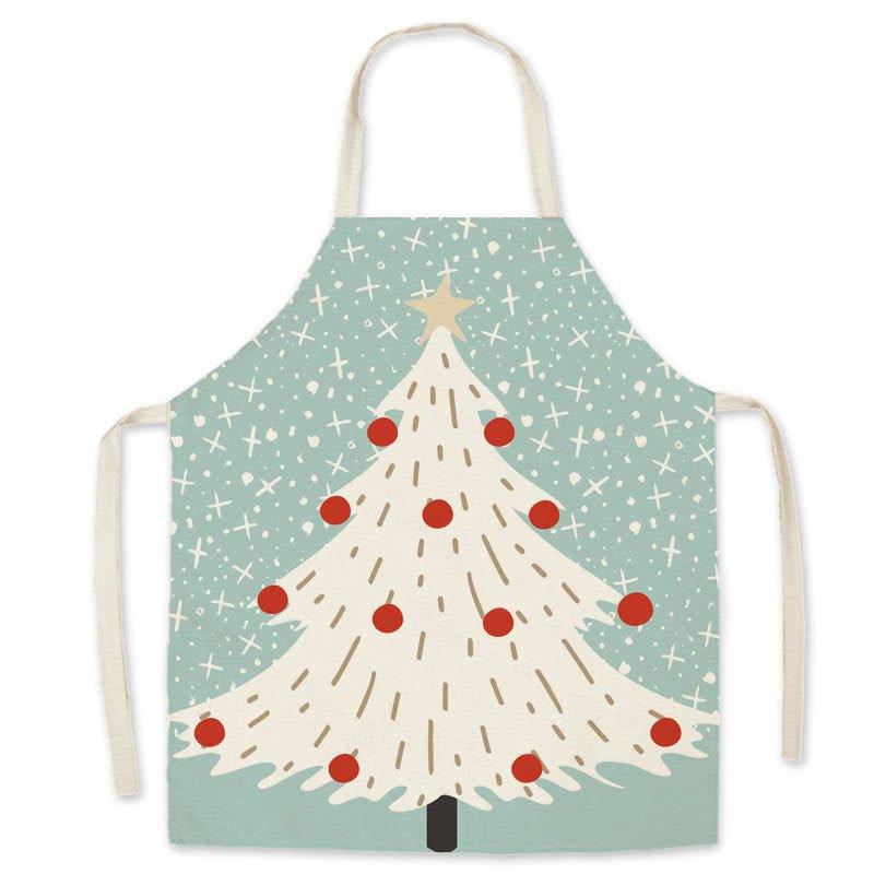 Christmas imitation hemp apron, printed Christmas gloves, festive adults and children's personal smock waist - Coscosmos