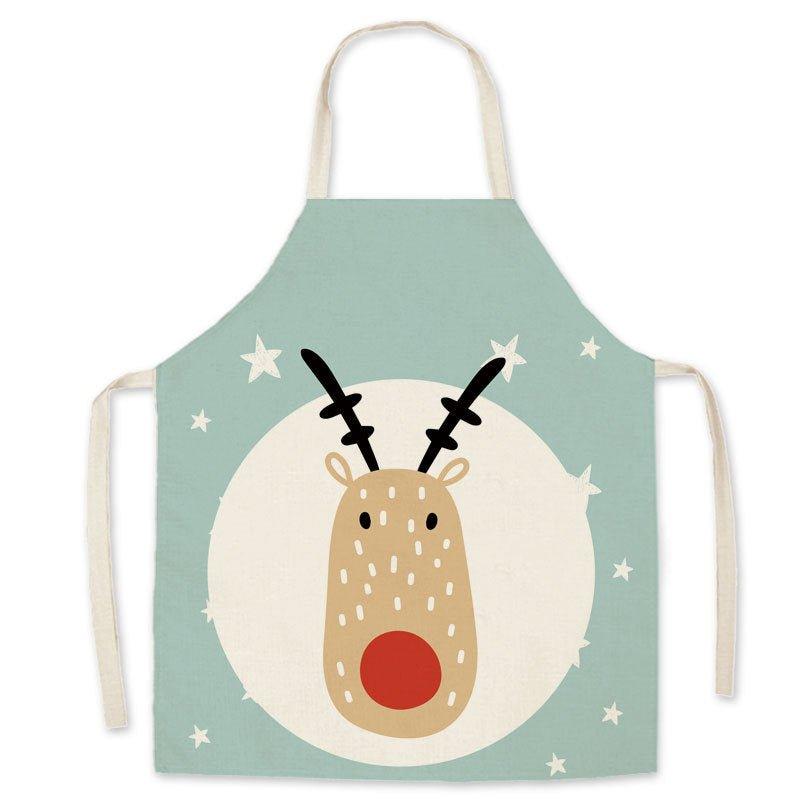 Christmas imitation hemp apron, printed Christmas gloves, festive adults and children's personal smock waist - Coscosmos