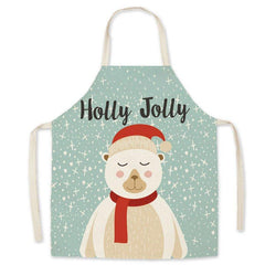 Christmas imitation hemp apron, printed Christmas gloves, festive adults and children's personal smock waist - Coscosmos