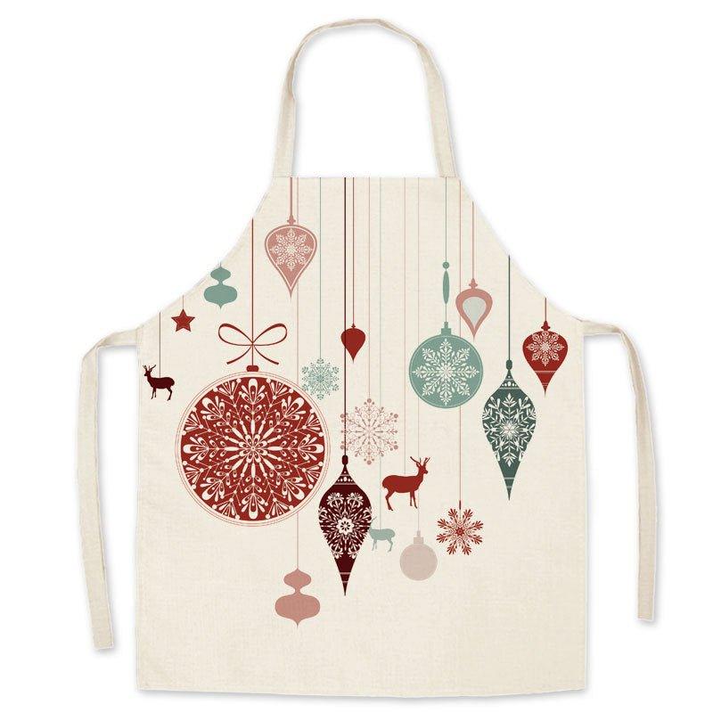 Christmas imitation hemp apron, printed Christmas gloves, festive adults and children's personal smock waist - Coscosmos