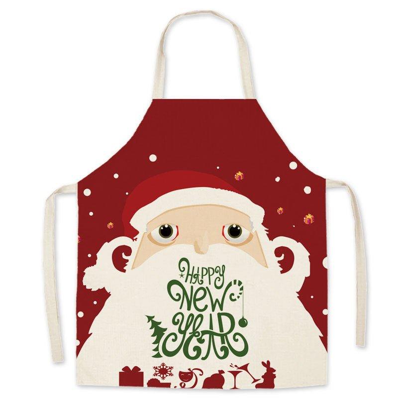 Christmas imitation hemp printed apron, Christmas tree, New Year's festive smock, apron waist, cross - border supply wholesale - Coscosmos