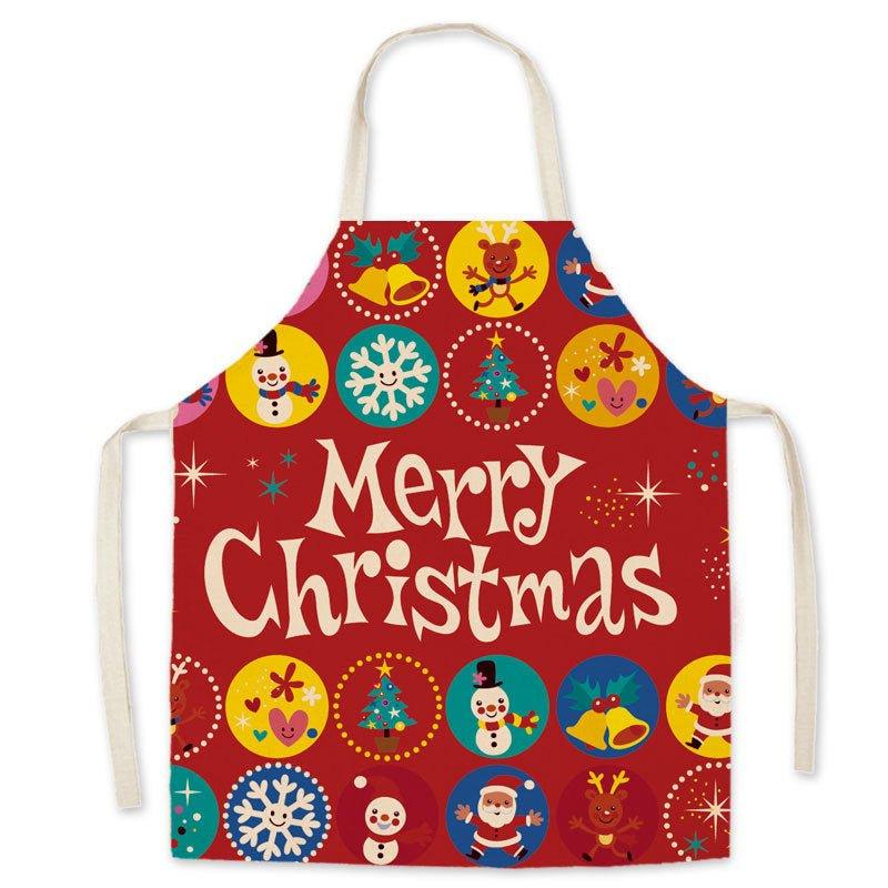 Christmas imitation hemp printed apron, Christmas tree, New Year's festive smock, apron waist, cross - border supply wholesale - Coscosmos