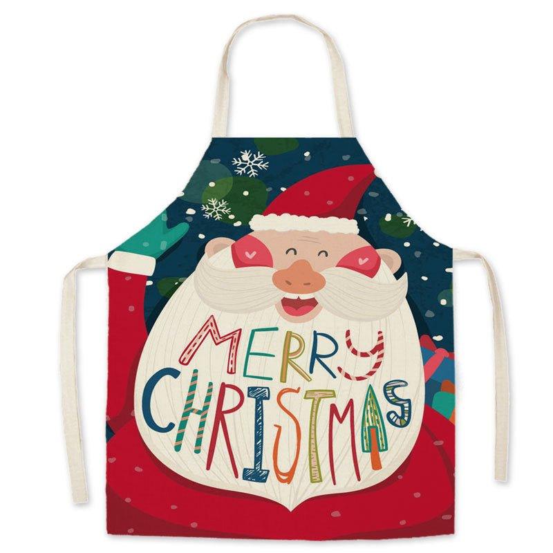 Christmas imitation hemp printed apron, Christmas tree, New Year's festive smock, apron waist, cross - border supply wholesale - Coscosmos