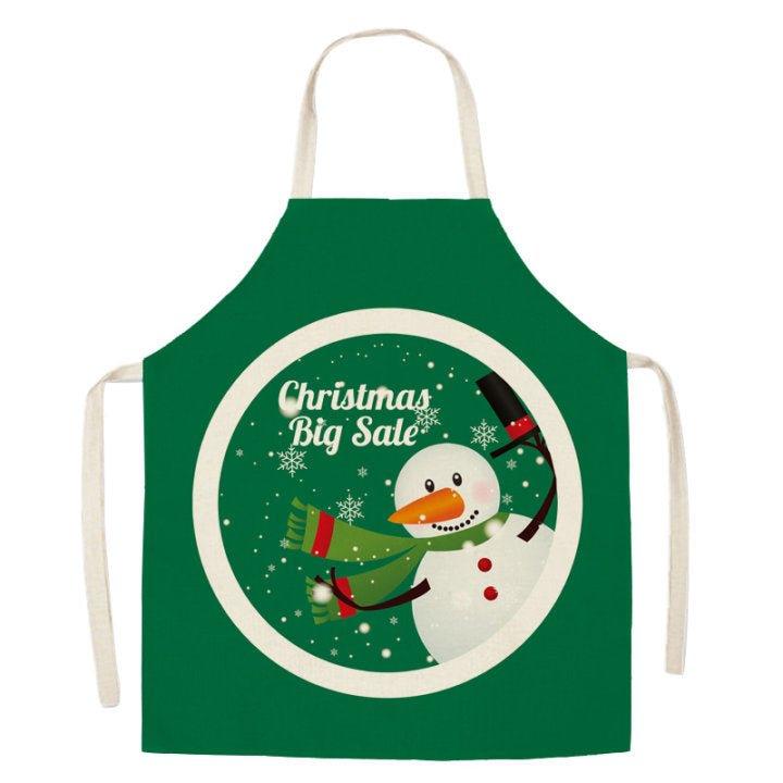 Christmas imitation hemp printed apron, Christmas tree, New Year's festive smock, apron waist, cross - border supply wholesale - Coscosmos