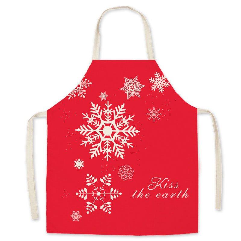 Christmas imitation hemp printed apron, Christmas tree, New Year's festive smock, apron waist, cross - border supply wholesale - Coscosmos