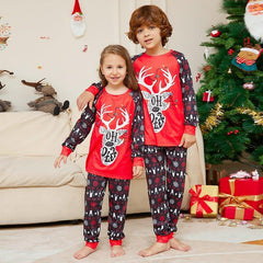 Christmas Matching Family Pajamas for Dogs and Owners | Red Reindeer Print Long Sleeve Set with Snowflake Pattern - Coscosmos