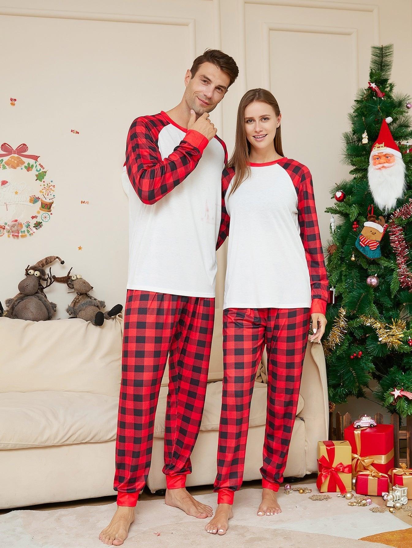 Christmas Red and White Plaid Matching Family Pajamas Set | Cozy Festive Holiday Loungewear - Coscosmos