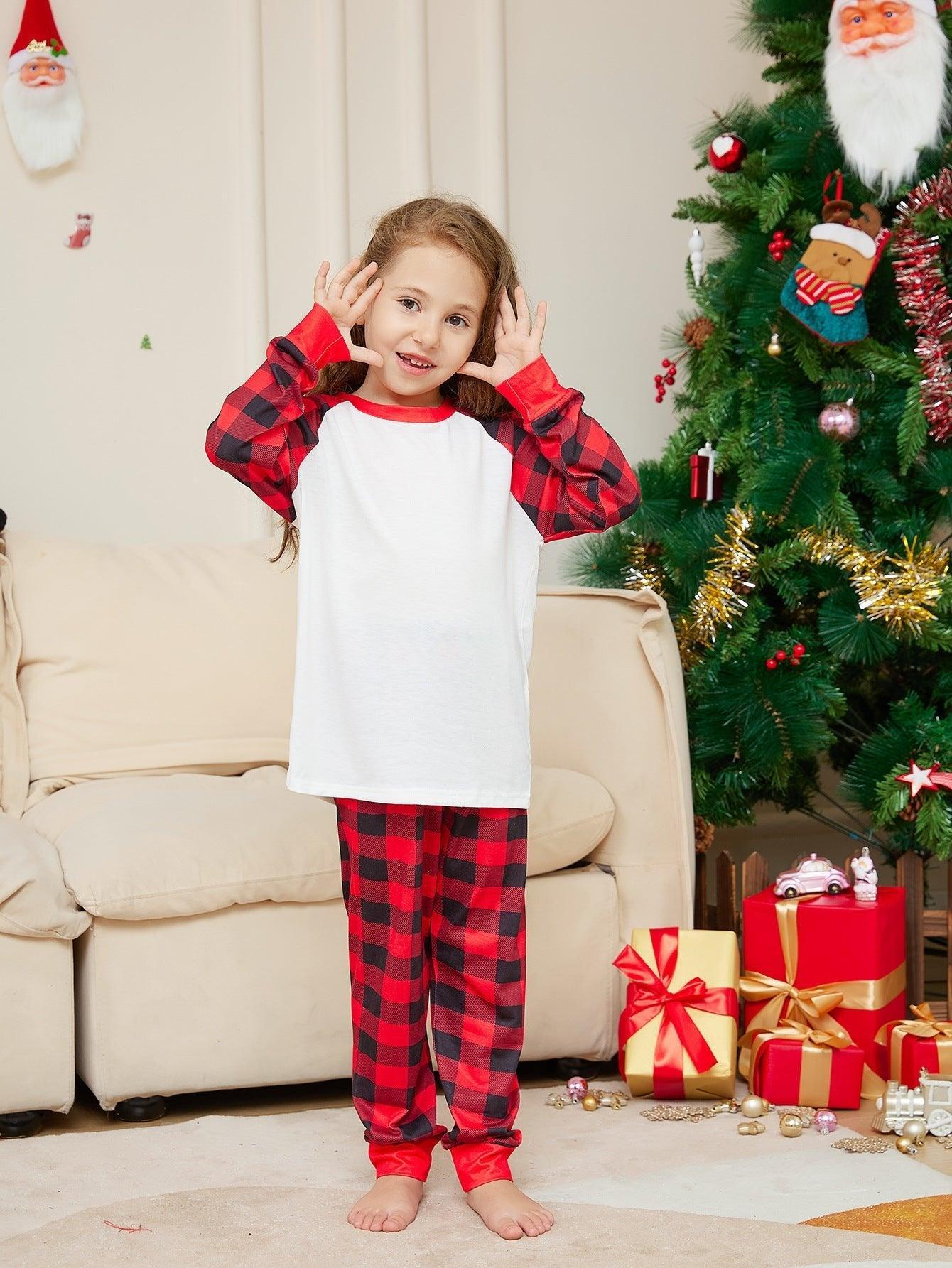 Christmas Red and White Plaid Matching Family Pajamas Set | Cozy Festive Holiday Loungewear - Coscosmos