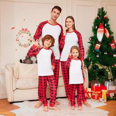 Christmas Red and White Plaid Matching Family Pajamas Set | Cozy Festive Holiday Loungewear - Coscosmos