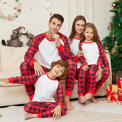 Christmas Red and White Plaid Matching Family Pajamas Set | Cozy Festive Holiday Loungewear - Coscosmos