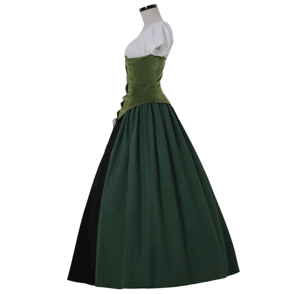 Civil War Costume Medieval Victorian Green Princess Dress - Halloween Carnival Theme Party Ball Gown - Coscosmos