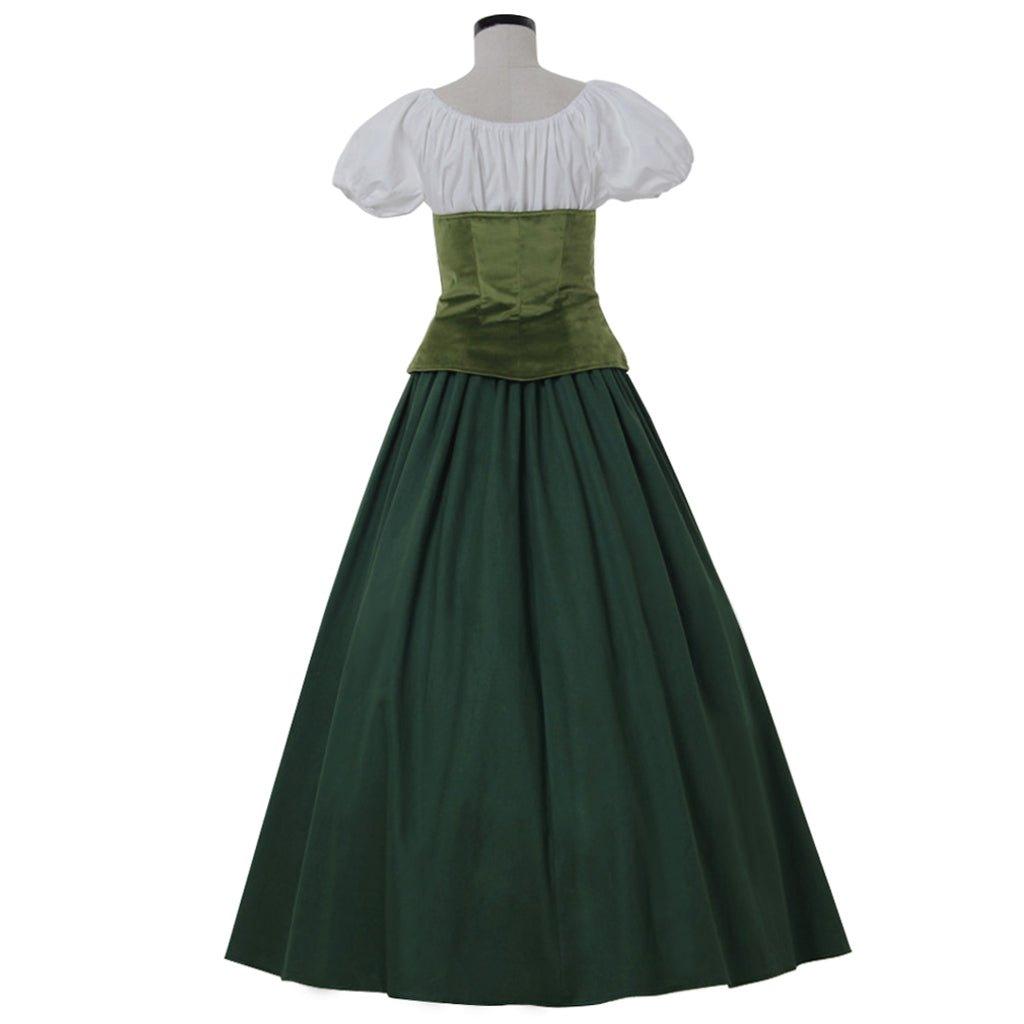 Civil War Costume Medieval Victorian Green Princess Dress - Halloween Carnival Theme Party Ball Gown - Coscosmos