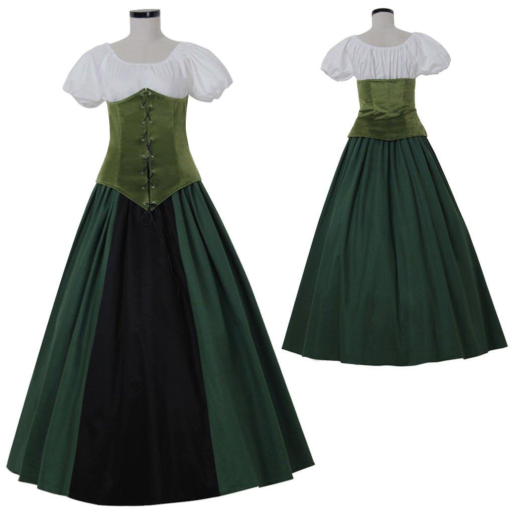 Civil War Costume Medieval Victorian Green Princess Dress - Halloween Carnival Theme Party Ball Gown - Coscosmos