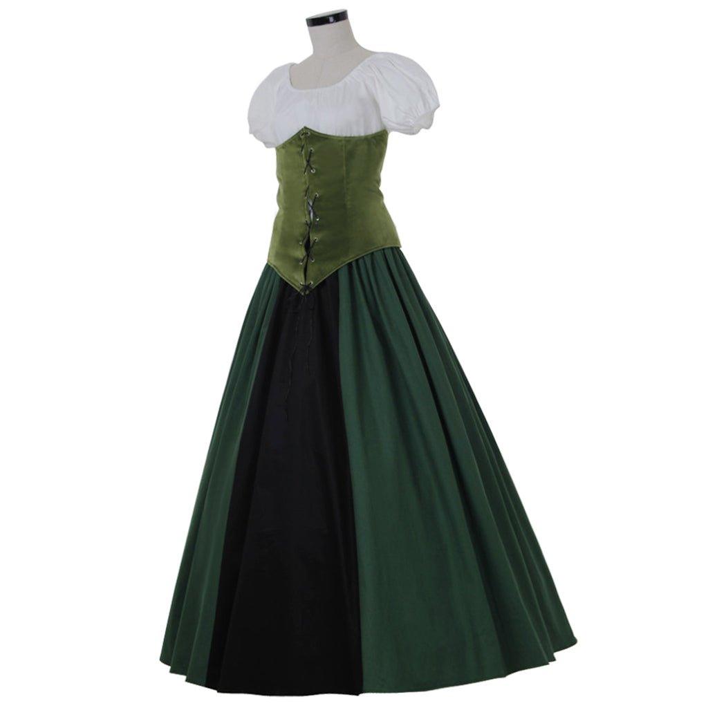 Civil War Costume Medieval Victorian Green Princess Dress - Halloween Carnival Theme Party Ball Gown - Coscosmos