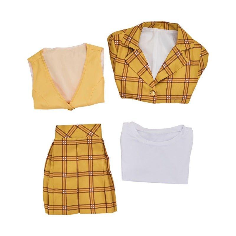 Clueless Cher Costume for Women - Yellow Plaid 90s Schoolgirl Jacket & Skirt Set - Coscosmos