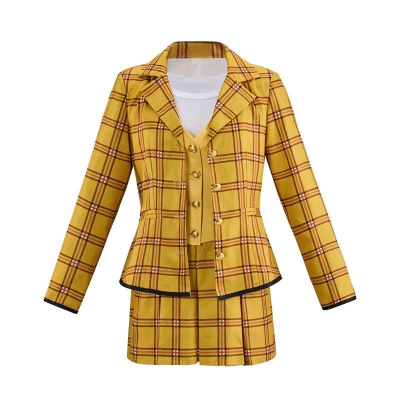 Clueless Cher Costume for Women - Yellow Plaid 90s Schoolgirl Jacket & Skirt Set - Coscosmos