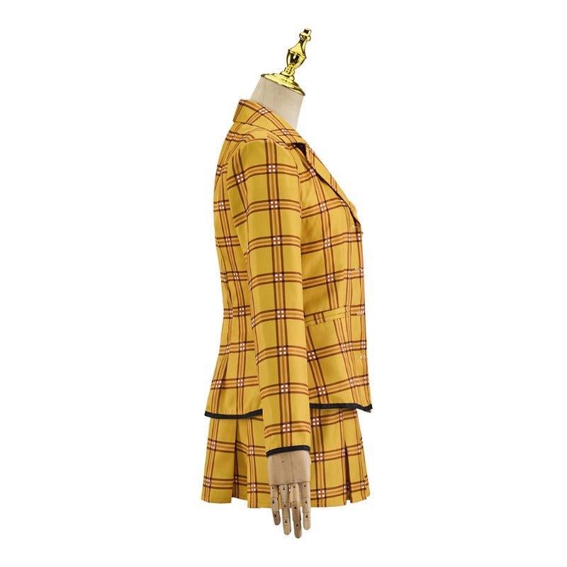 Clueless Cher Costume for Women - Yellow Plaid 90s Schoolgirl Jacket & Skirt Set - Coscosmos