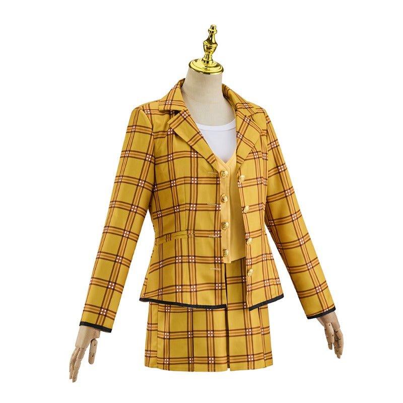 Clueless Cher Costume for Women - Yellow Plaid 90s Schoolgirl Jacket & Skirt Set - Coscosmos