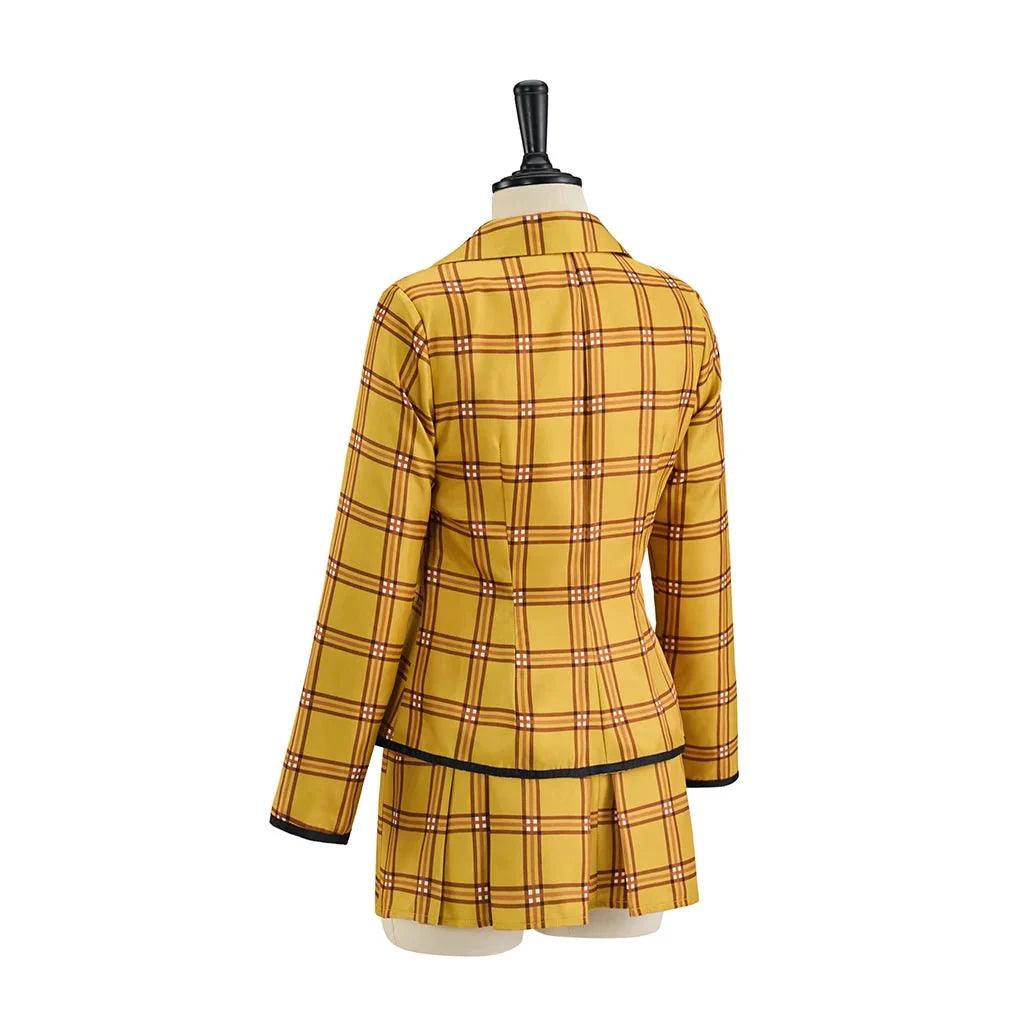 Clueless Cher Horowitz Cosplay Costume School Uniform Yellow Plaid JK Uniform Jacket TShirt Vest Skirt Suit Halloween Outfit - Coscosmos