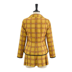 Clueless Cher Horowitz Cosplay Costume School Uniform Yellow Plaid JK Uniform Jacket TShirt Vest Skirt Suit Halloween Outfit - Coscosmos