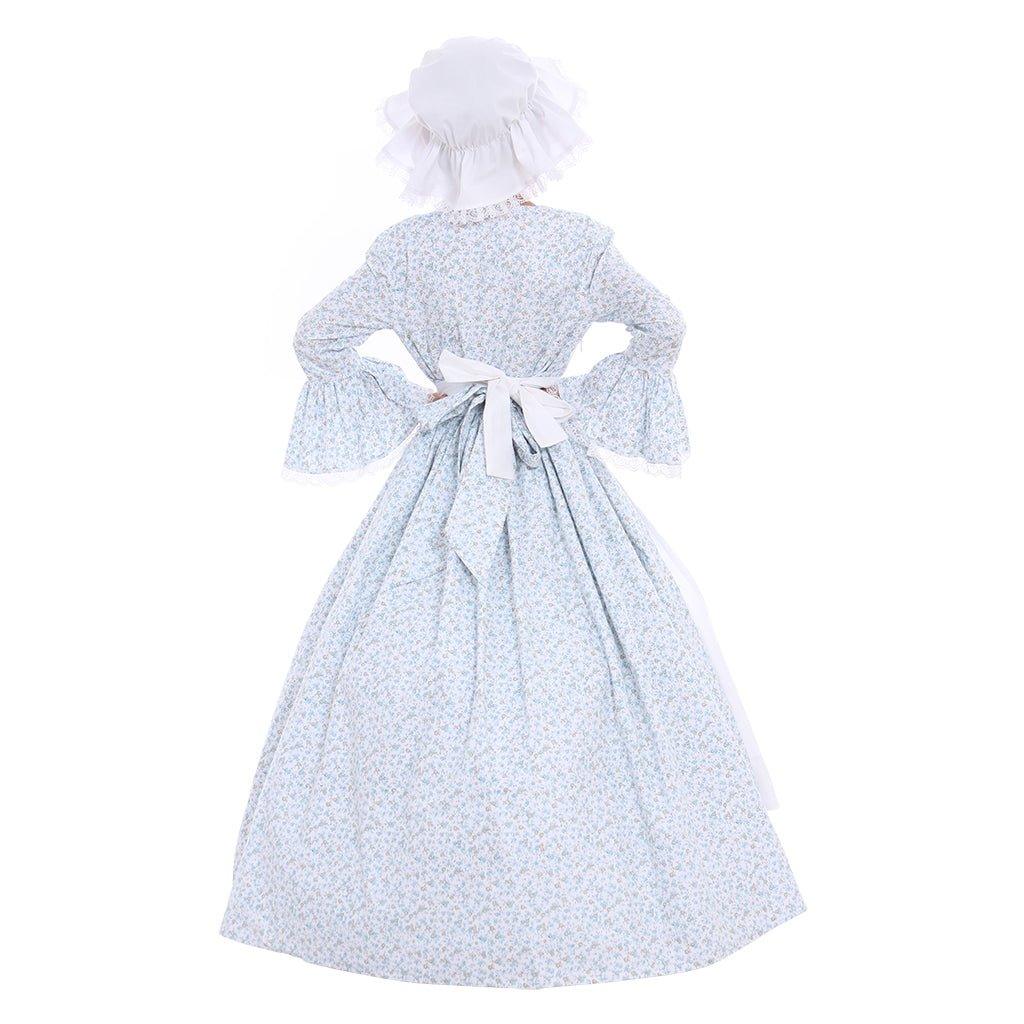 Colonial Girls Cosplay Costume | Victorian Medieval Style Dress with Hat & Floral Print for Kids - Coscosmos