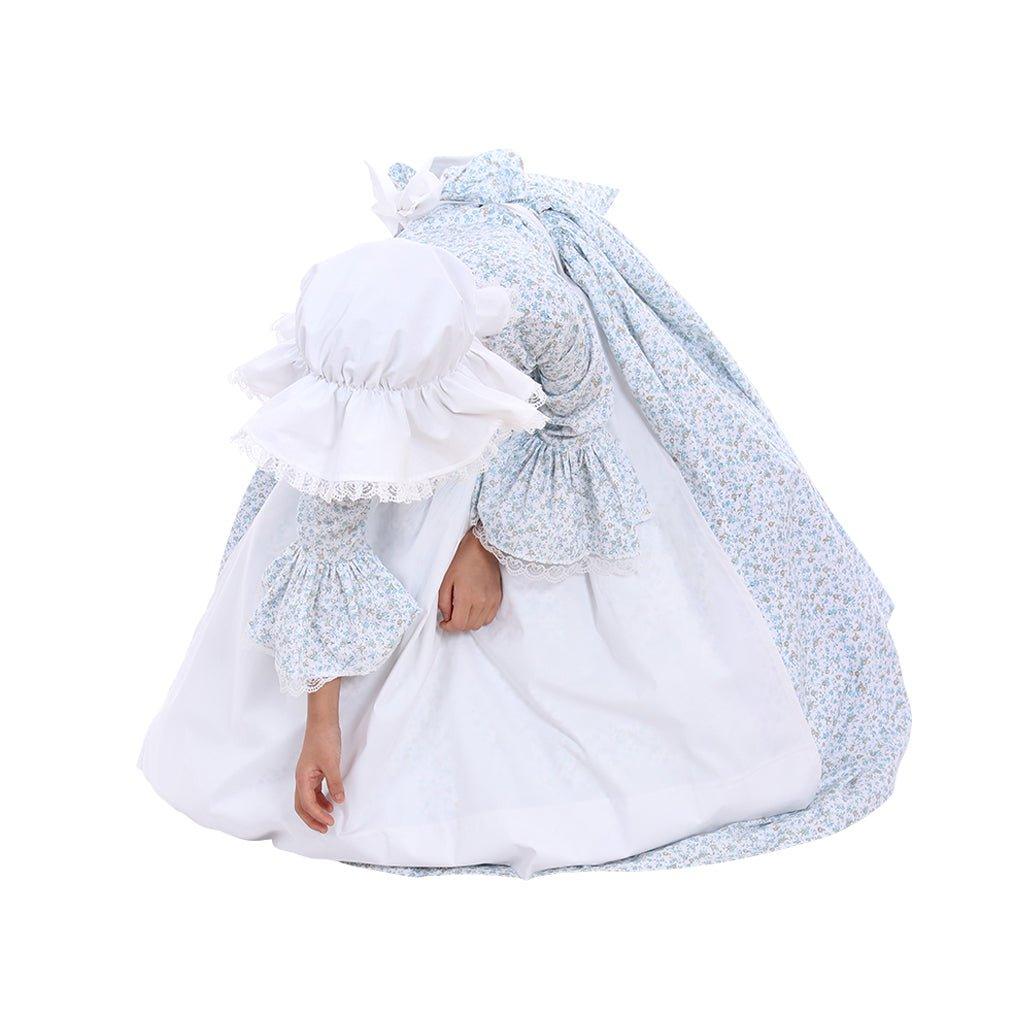 Colonial Girls Cosplay Costume | Victorian Medieval Style Dress with Hat & Floral Print for Kids - Coscosmos