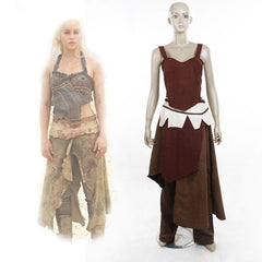 Cosplaydiy Daenerys Costume for Adult Women - Queen Costume Top, Dress, Pants | Halloween & Cosplay Party Clothing Suit - Coscosmos