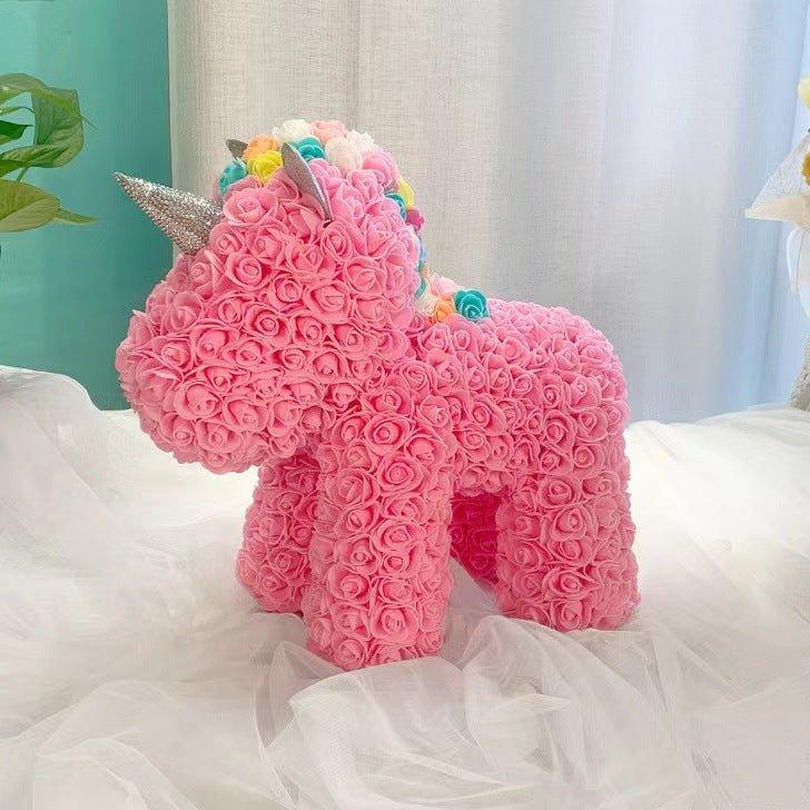 Creative Valentine's Gift: PE Foam Flower Bear, Unicorn Rose, and Eternal Unicorn Flower for Girls - Coscosmos