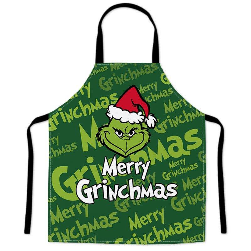 Cross - border Christmas decorations Fabric print Santa Claus Christmas apron Restaurant Bar Party atmosphere Decorative apron - Coscosmos