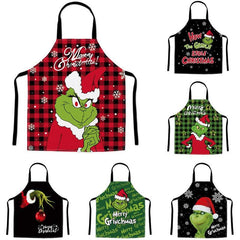 Cross - border Christmas decorations Fabric print Santa Claus Christmas apron Restaurant Bar Party atmosphere Decorative apron - Coscosmos