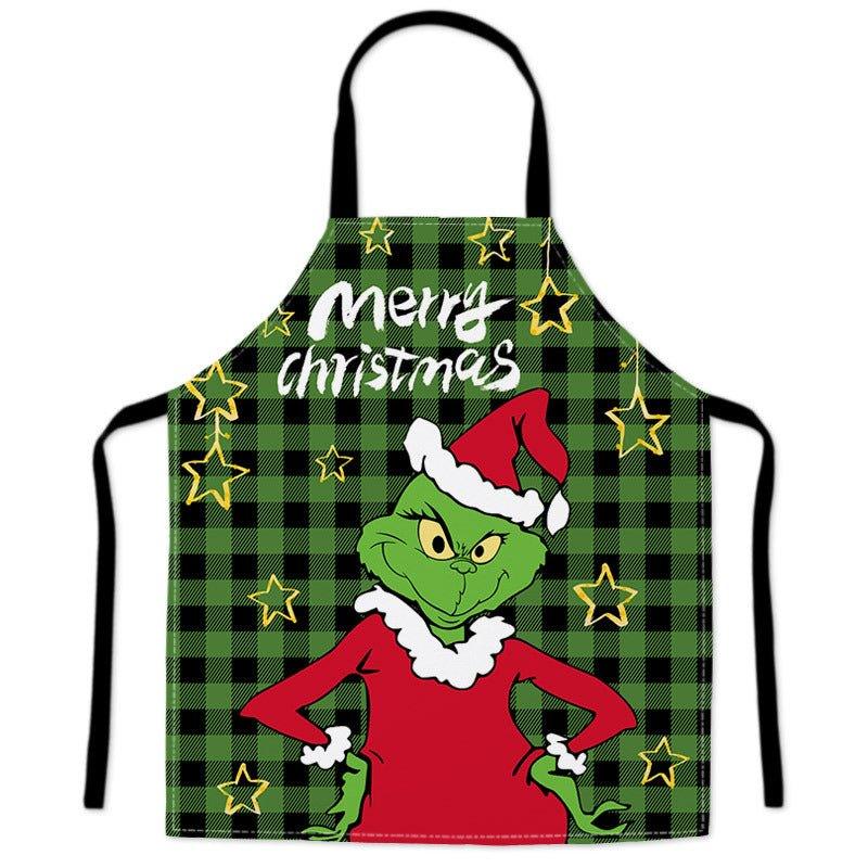 Cross - border Christmas decorations Fabric print Santa Claus Christmas apron Restaurant Bar Party atmosphere Decorative apron - Coscosmos