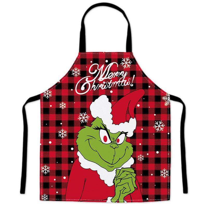 Cross - border Christmas decorations Fabric print Santa Claus Christmas apron Restaurant Bar Party atmosphere Decorative apron - Coscosmos