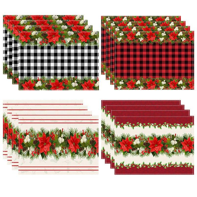 Cross - border Christmas Plant Flower Table Mat Amazon Home Holiday Celebration Ornament Western Food Mat Insulation Mat - Coscosmos