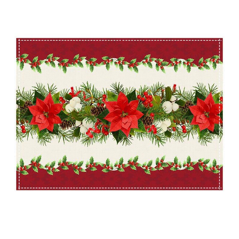 Cross - border Christmas Plant Flower Table Mat Amazon Home Holiday Celebration Ornament Western Food Mat Insulation Mat - Coscosmos