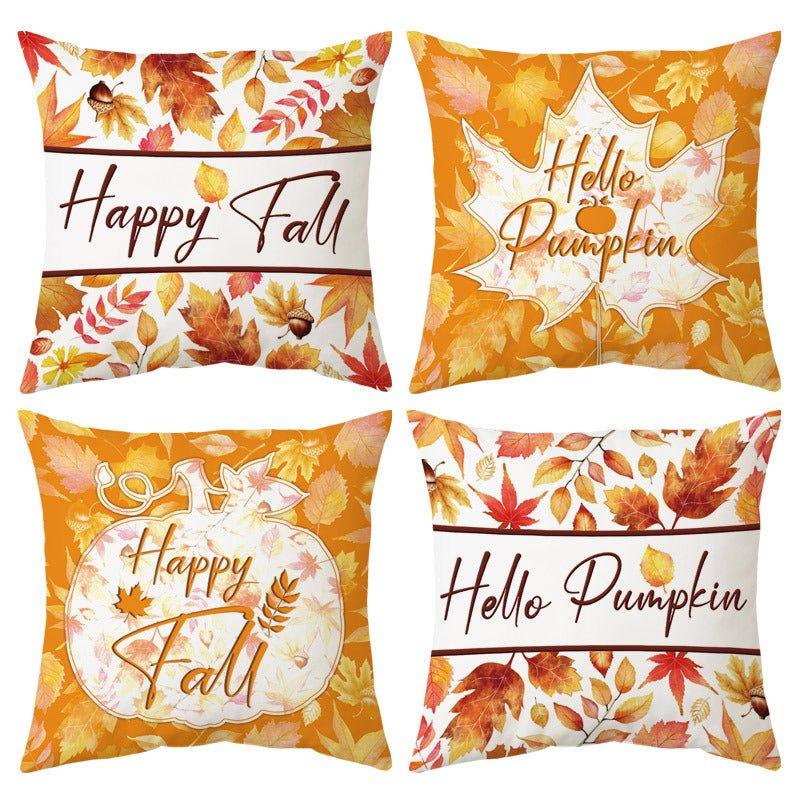 Cross - border e - commerce pumpkin pillow cover autumn orange maple leaf pumpkin cushion cover Thanksgiving sofa decoration by pillowcase - Coscosmos