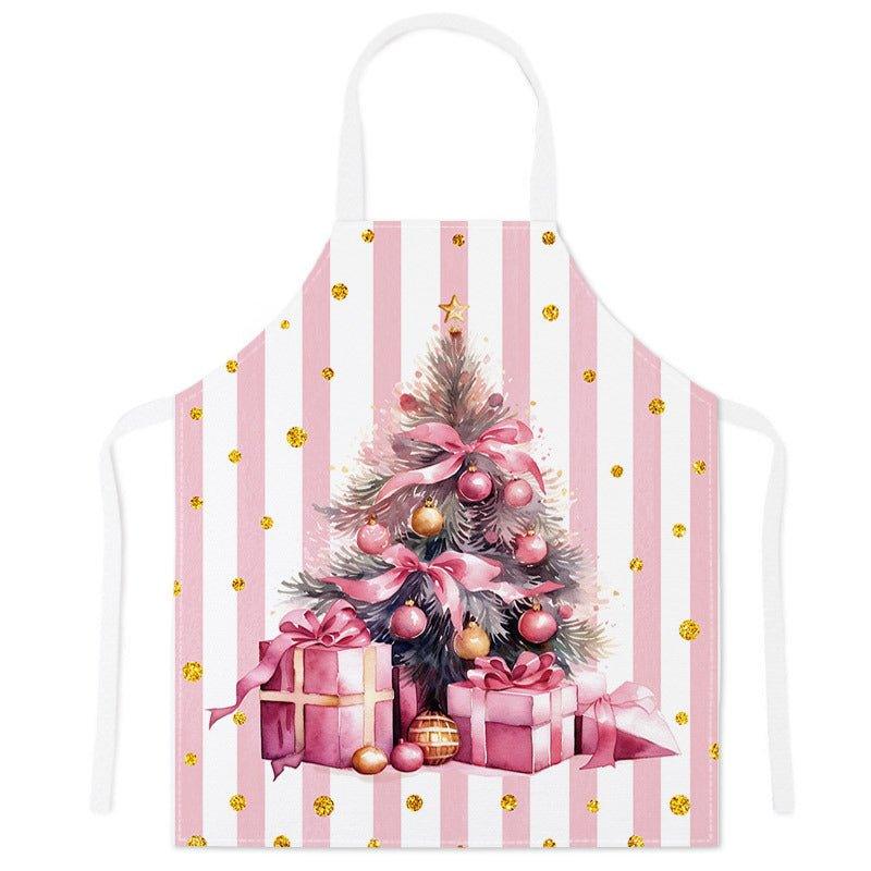 Cross - border festive apron Christmas pattern apron kitchen anti - stain household waist cooking sleeveless scarf wholesale - Coscosmos