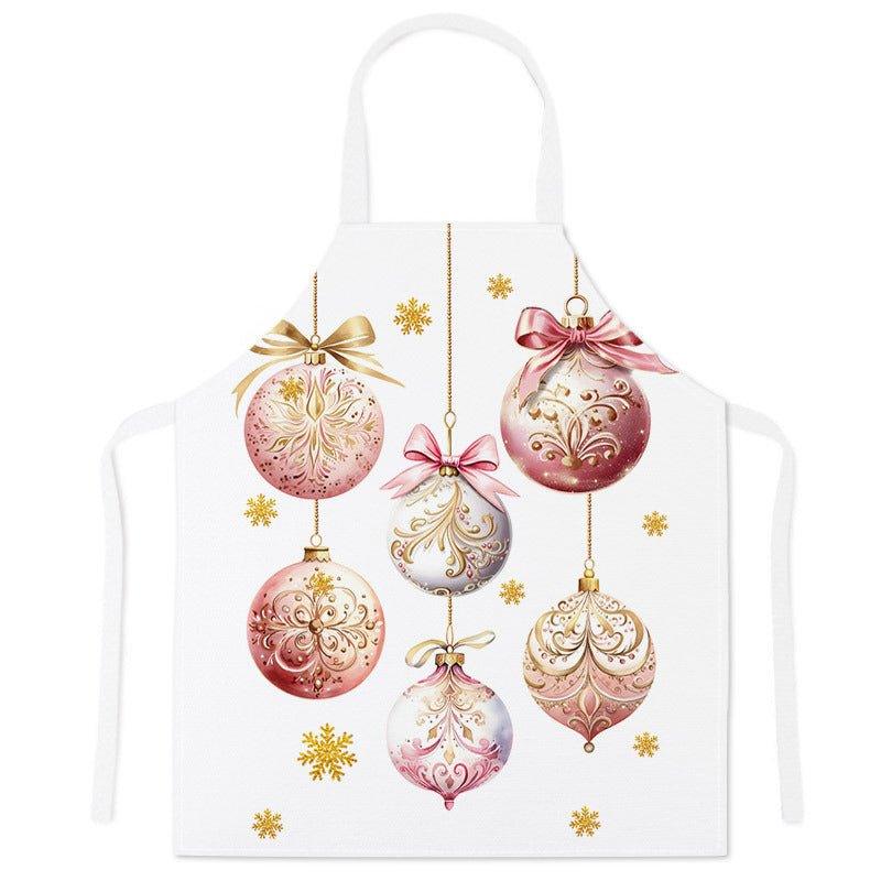 Cross - border festive apron Christmas pattern apron kitchen anti - stain household waist cooking sleeveless scarf wholesale - Coscosmos