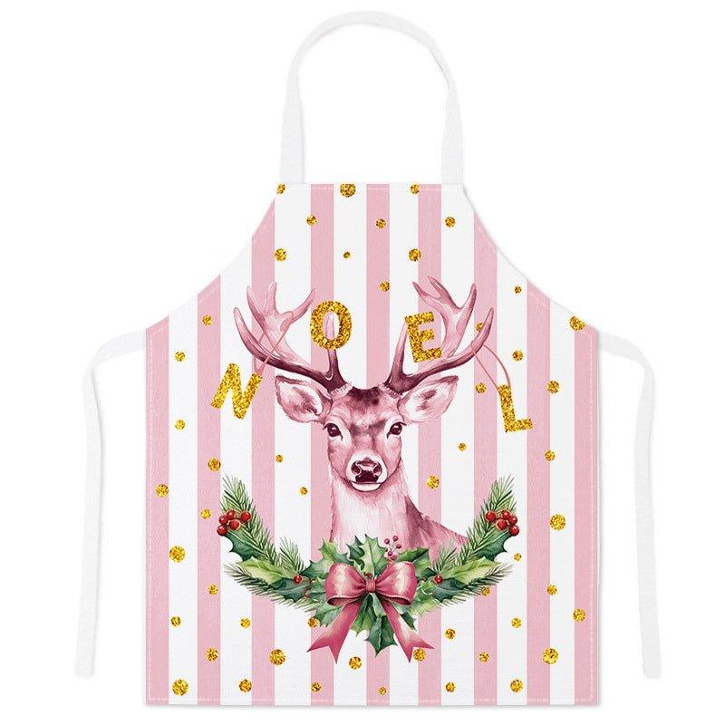 Cross - border festive apron Christmas pattern apron kitchen anti - stain household waist cooking sleeveless scarf wholesale - Coscosmos