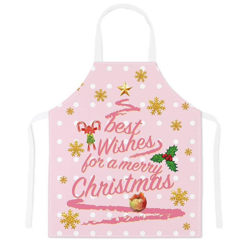 Cross - border festive apron Christmas pattern apron kitchen anti - stain household waist cooking sleeveless scarf wholesale - Coscosmos