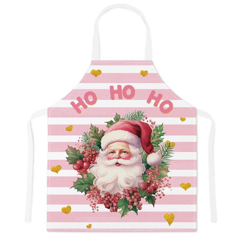 Cross - border festive apron Christmas pattern apron kitchen anti - stain household waist cooking sleeveless scarf wholesale - Coscosmos