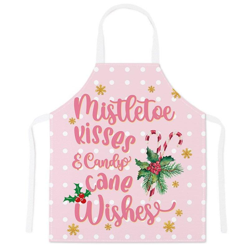 Cross - border festive apron Christmas pattern apron kitchen anti - stain household waist cooking sleeveless scarf wholesale - Coscosmos