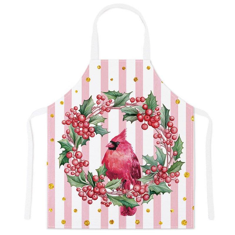 Cross - border festive apron Christmas pattern apron kitchen anti - stain household waist cooking sleeveless scarf wholesale - Coscosmos