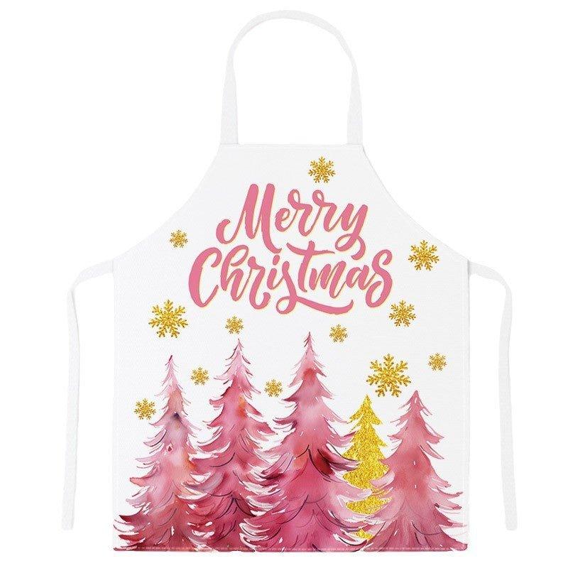 Cross - border festive apron Christmas pattern apron kitchen anti - stain household waist cooking sleeveless scarf wholesale - Coscosmos