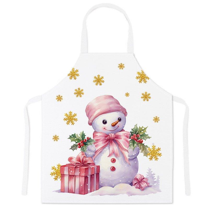 Cross - border festive apron Christmas pattern apron kitchen anti - stain household waist cooking sleeveless scarf wholesale - Coscosmos